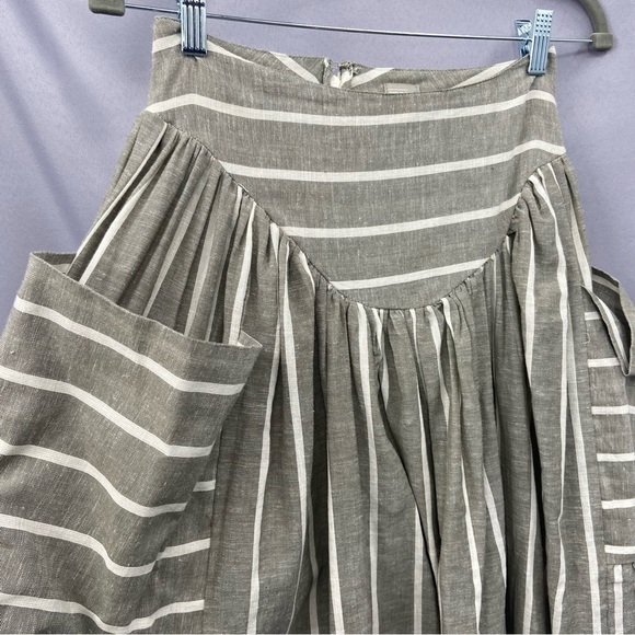 asos Linen Blend Striped Midi Skirt with Oversized Pockets Size 0 - Picture 5 of 11